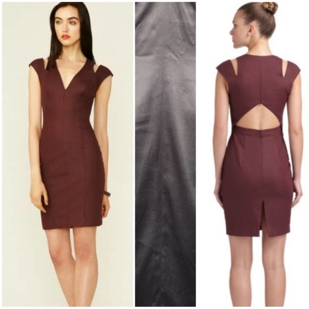 Black Halo Morrison Satin Purple Cutout Open Dress